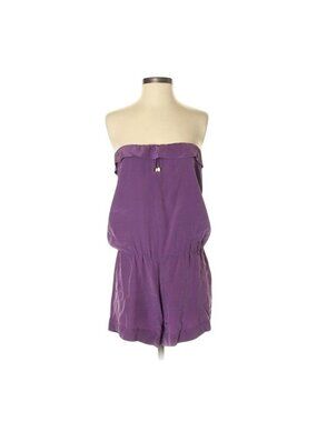 Porter Purple Silky Finish Tube Romper with Gold Tone Hardware